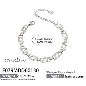 Bracelets À Maillons Pour Femmes En Acier Inoxydable Doré Ajouré Avec Motif Floral h5