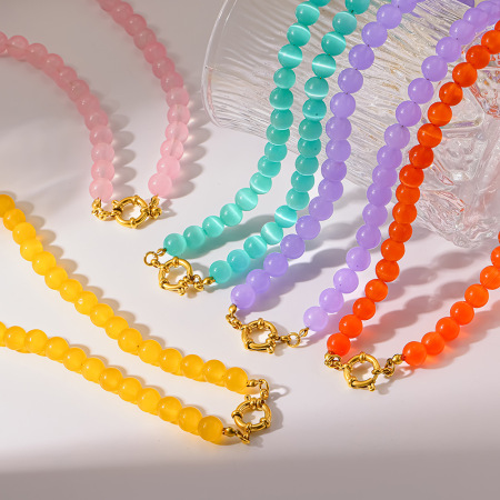Colliers de perles pour femmes en acier inoxydable étanche de la collection Simple Series Daily Beads