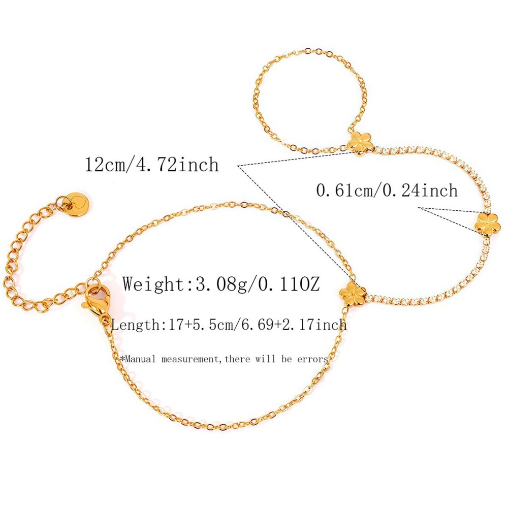 Chaîne De Poignet Pour Femme Simple Series Daily Flower En Acier Inoxydable Étanche Couleur Or 