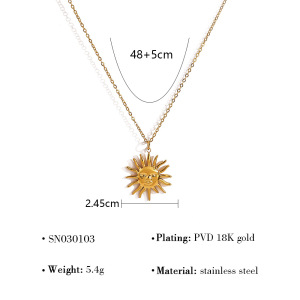 Colliers Pendentifs Pour Femmes Simple Sun En Acier Inoxydable Étanche Couleur Or h5