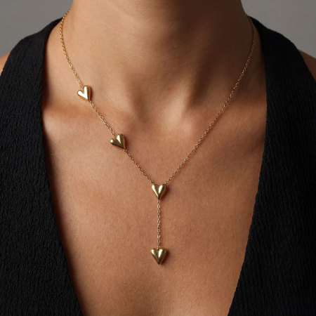 Collier chaîne cœur élégant et simple en acier inoxydable étanche couleur or pour femme