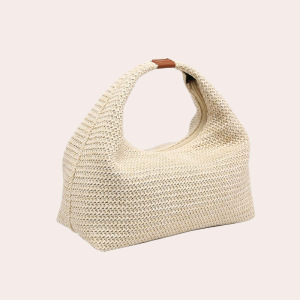 Sac À Main Femme En Paille Tressée Unie, Style Parisien Chic h5 Image3