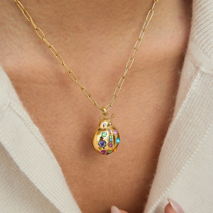 Colliers Pendentifs Pour Femmes En Acier Inoxydable, Couleur Or, Avec Strass, En Forme D'Insectes Mignons h5 Image2