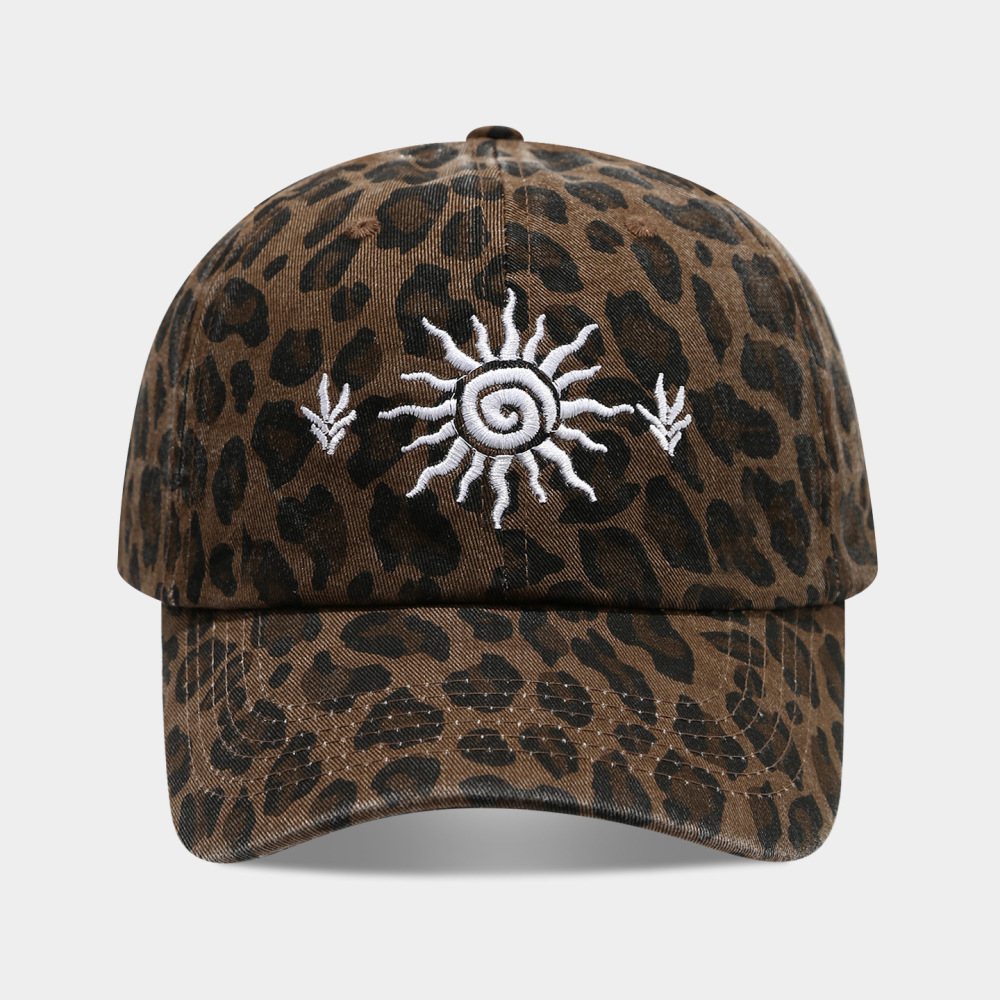 Casquette De Baseball Femme Décontractée En Tissu Imprimé Léopard Brodé Soleil