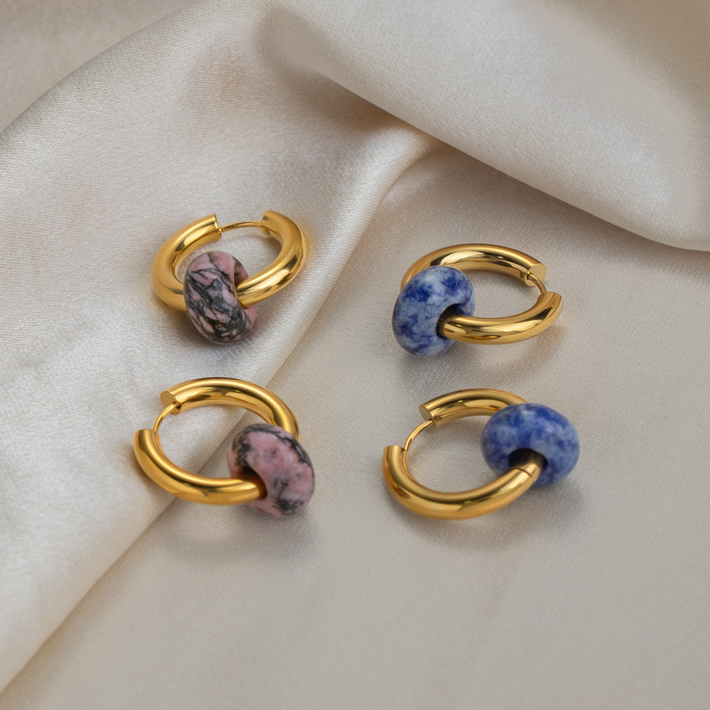 Boucles D'Oreilles Pendantes Pour Femme, Style Rétro Simple, Rondes, En Acier Inoxydable Étanche, Couleur Or. Image2
