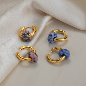 Boucles D'Oreilles Pendantes Pour Femme, Style Rétro Simple, Rondes, En Acier Inoxydable Étanche, Couleur Or. h5 Image2