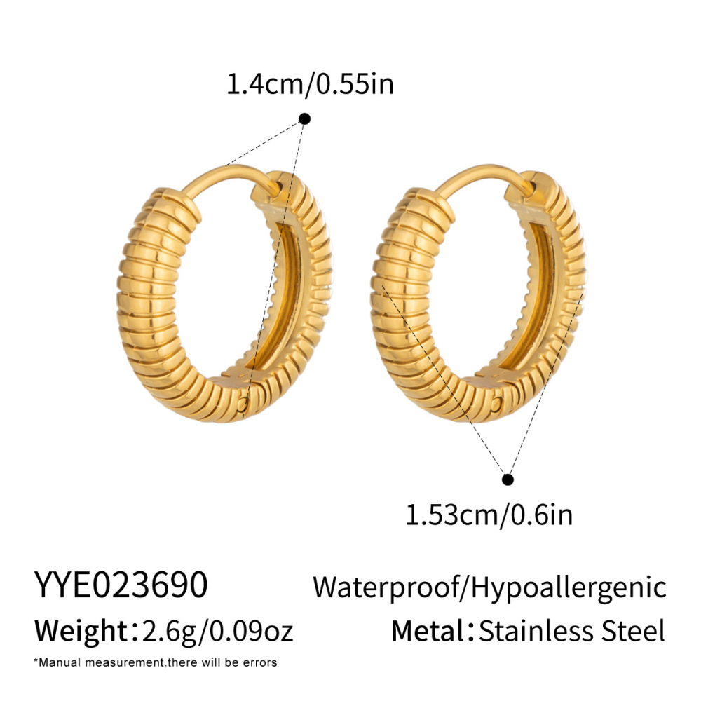 Boucles D'Oreilles Créoles Simple Series Simple Circle Pour Femmes, En Acier Inoxydable Étanche, Couleur Or 