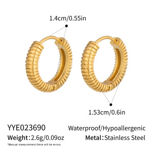 Boucles D'Oreilles Créoles Simple Series Simple Circle Pour Femmes, En Acier Inoxydable Étanche, Couleur Or h5 