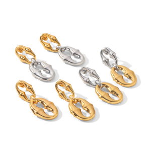 Boucles D'Oreilles Pendantes Pour Femmes, Style Cercle Simple, En Acier Inoxydable Étanche, Couleur Or h5 Image6