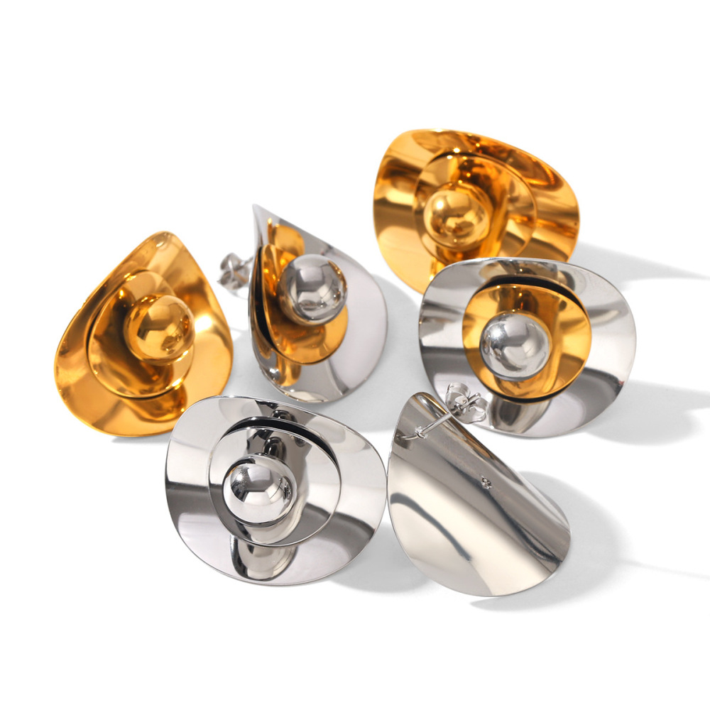Boucles D'Oreilles Puces Pour Femmes En Acier Inoxydable, Imperméables, Couleur Or, Motif Floral Image5
