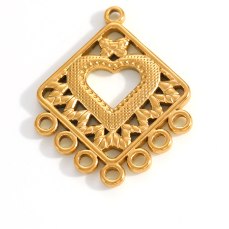 Pendentifs pour couples en acier inoxydable doré, forme irrégulière, à monter soi-même, style classique, en forme de cœur. 2