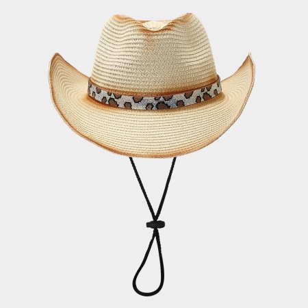 Chapeaux de paille en cristal à motif léopard pour femmes 2
