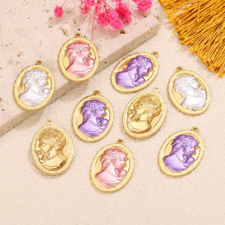 Pendentifs pour femmes en acier inoxydable, couleur or, étanches, de la série classique « Ange à faire soi-même »