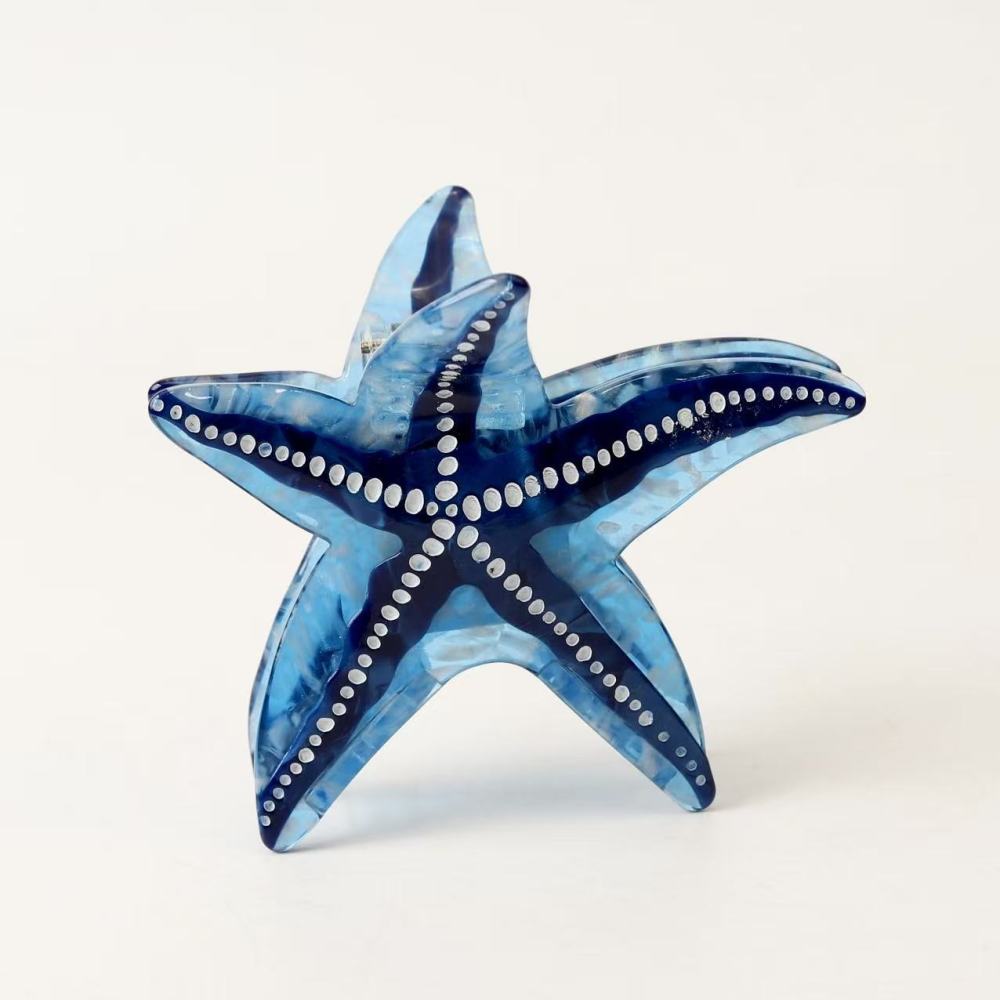 Pinces À Cheveux Pour Femmes En Acétate, Motif Étoile De Mer, Collection Romantique 