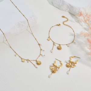 Ensembles De Bijoux Pour Femmes Simple Series Daily Sun En Acier Inoxydable Étanche Couleur Or h5 Image3
