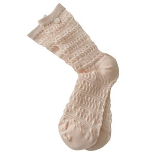 Chaussettes Mi-Mollet Fines Et Ouvertes En Pur Coton, Souples Et Décontractées, De Couleur Unie. h5 Image3