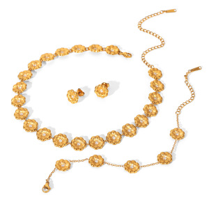 Colliers À Maillons Pour Femmes, En Acier Inoxydable, Couleur Or, Ornés De Zircon, De La Collection Simple Series Daily Flower h5 Image8