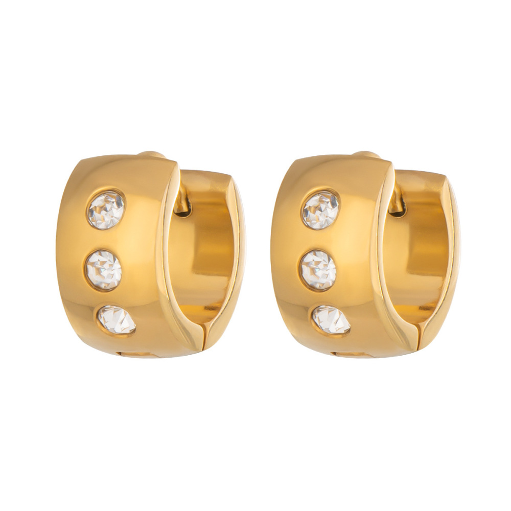 Boucles D'Oreilles Créoles Simple Daily Circle En Acier Inoxydable Étanche Couleur Or Image5