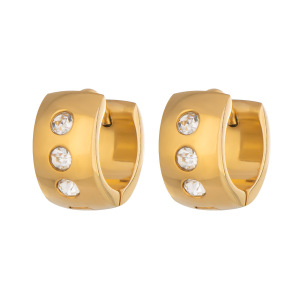 Boucles D'Oreilles Créoles Simple Daily Circle En Acier Inoxydable Étanche Couleur Or h5 Image5