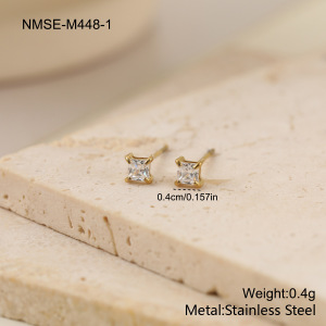 Boucles D'Oreilles Puces Rectangulaires De Luxe, Simples Et Élégantes Pour Femmes, En Acier Inoxydable Étanche Couleur Or. h5