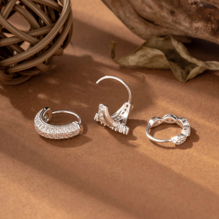 Piercing de nez pour femme, motif floral simple, croix, étoile, rectangle, papillon, couleur cuivre doré et zircon. 2