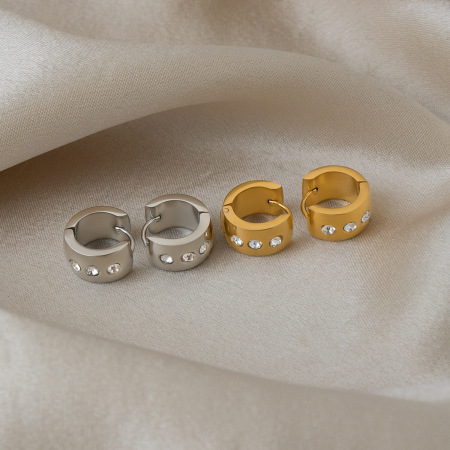 Boucles D'Oreilles Créoles Simple Daily Circle En Acier Inoxydable Étanche Couleur Or