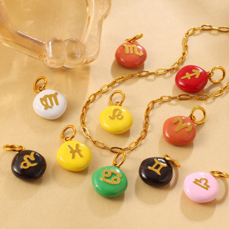 Pendentifs DIY étanches en acier inoxydable représentant les douze signes du zodiaque 2