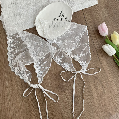 Écharpes d'été pour femmes en dentelle ajourée, couleur unie douce, collection romantique