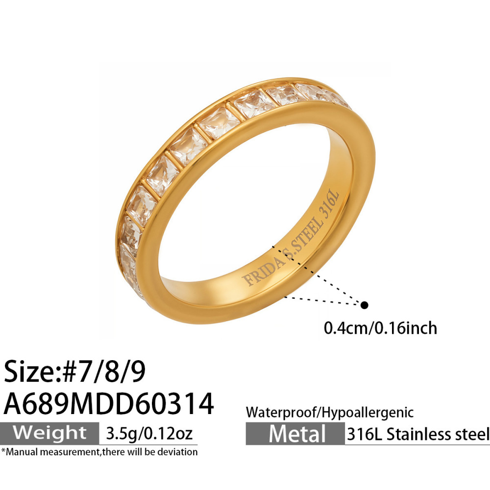 Bagues Pour Femmes En Acier Inoxydable De Luxe, Étanches, Couleur Or, Serties De Zircon Et De Pierres Précieuses. 