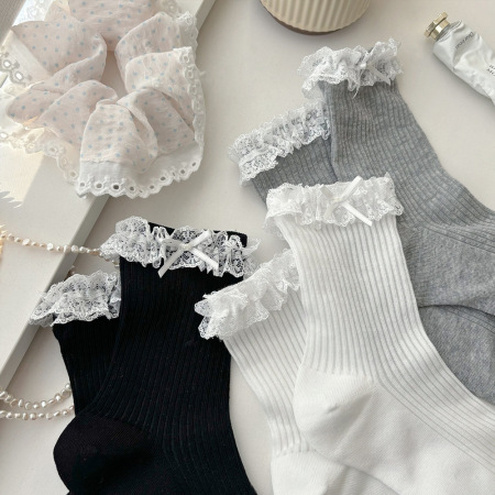 Chaussettes mi-mollet High Bounce Cute Lece à petits motifs floraux 2