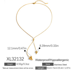 Ensembles De Colliers Pour Femmes En Acier Inoxydable Imperméable, Motif Cœur Simple, Couleur Or h5