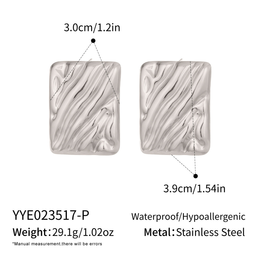 Boucles D'Oreilles Puces Rectangulaires Simple Series Daily En Acier Inoxydable Étanche Couleur Or Pour Femmes