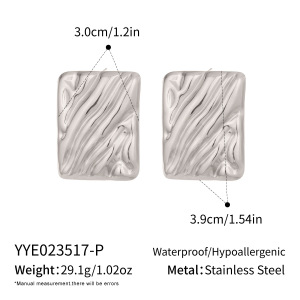 Boucles D'Oreilles Puces Rectangulaires Simple Series Daily En Acier Inoxydable Étanche Couleur Or Pour Femmes h5