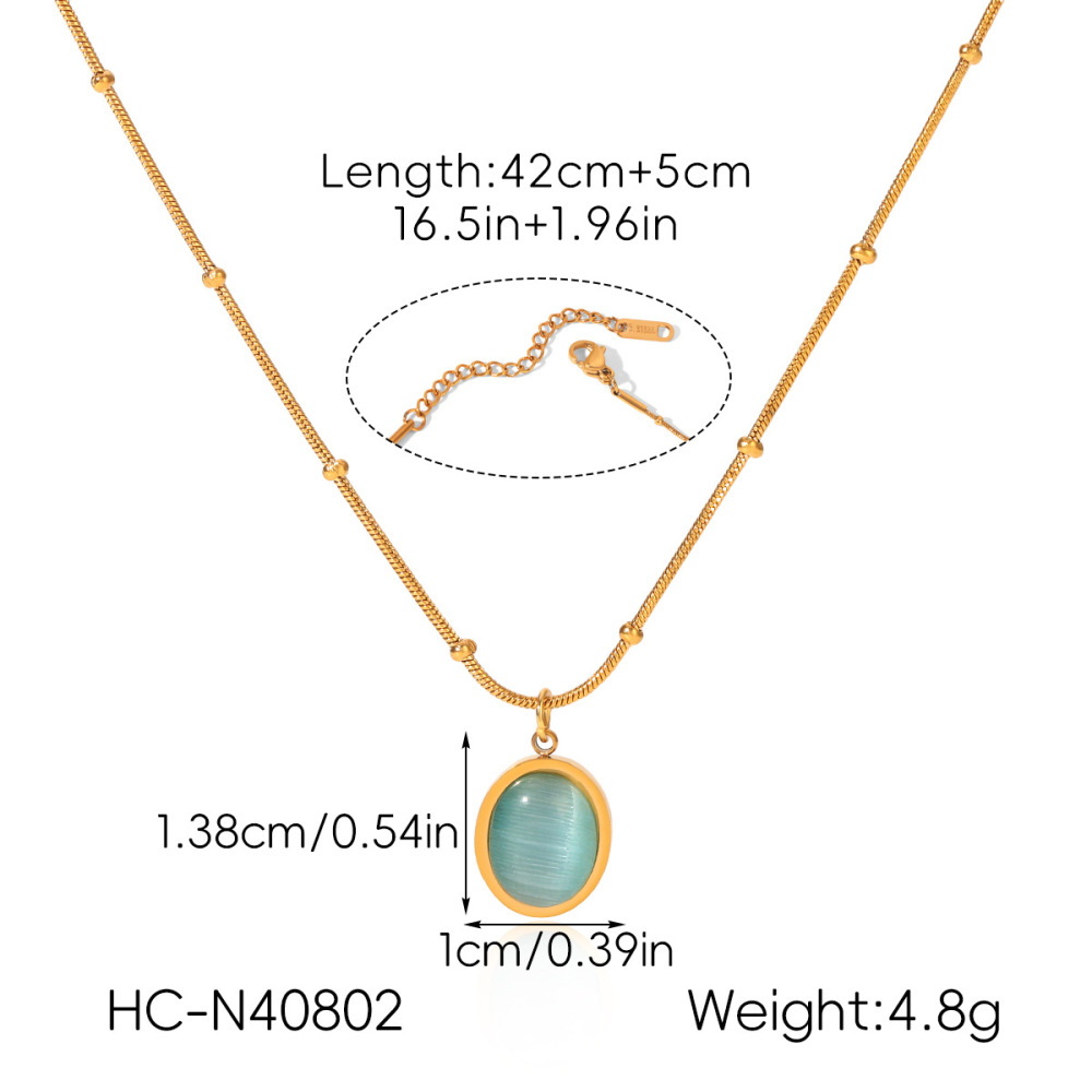 Colliers Avec Pendentif En Acier Inoxydable Étanche Couleur Or Et Pierre Naturelle Daily Heart Image2