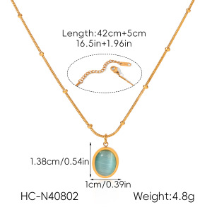 Colliers Avec Pendentif En Acier Inoxydable Étanche Couleur Or Et Pierre Naturelle Daily Heart h5 Image2