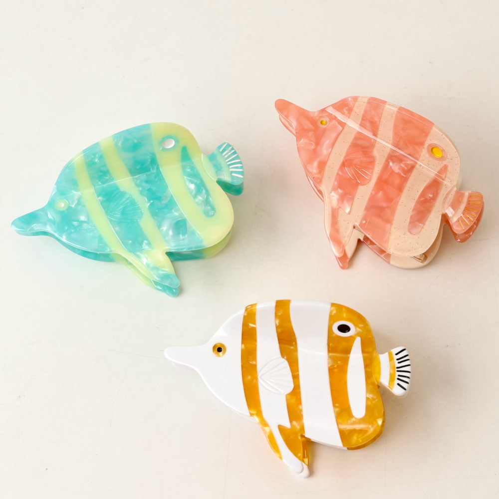 Pinces À Cheveux Pour Femmes En Acétate De Poisson, Style Océanique Doux Et Romantique h5Image3