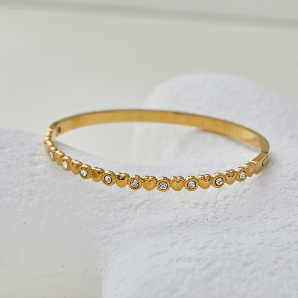 Bracelets Pour Femmes De Luxe, En Acier Inoxydable Imperméable, De Forme Irrégulière Et De Couleur Dorée Image4