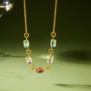 Colliers De Perles Rectangulaires Simples En Acier Inoxydable, Étanches, Couleur Or, Ornés De Strass, Pour Femmes h5 Image4