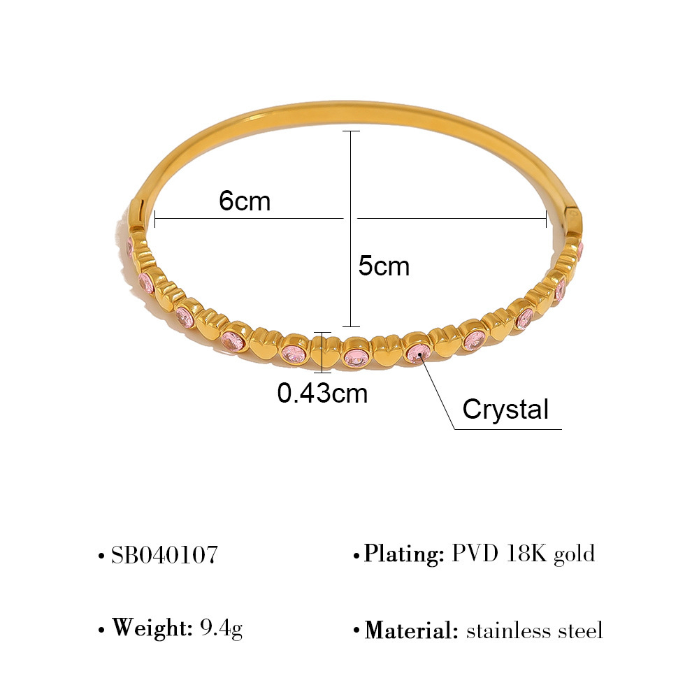 Bracelets Pour Femmes En Acier Inoxydable Doré Avec Cristaux En Forme De Cœur Et D'Étoile
