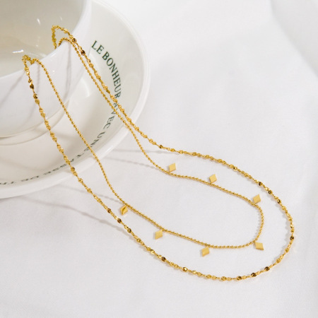 Collier élégant pour femme, chaîne unie en acier inoxydable, étanche, couleur or
