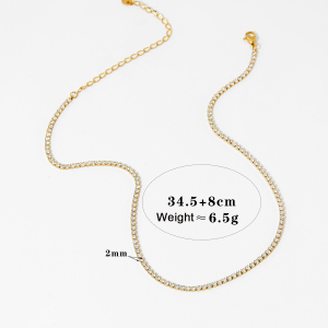 Ensembles De Colliers Pour Femmes En Acier Inoxydable, Chaîne En Zircon Simple, Étanche, Couleur Or h5 Image2