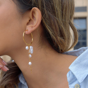 Boucles D'Oreilles Pendantes Élégantes Et Luxueuses À Pompons, En Acier Inoxydable Imperméable, Couleur Or, Pour Femme. h5 Image3
