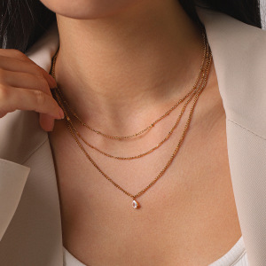 Colliers Superposés Pour Femmes, En Acier Inoxydable Imperméable, Couleur Or, Avec Zircon, Pour Un Usage Quotidien. h5 Image4
