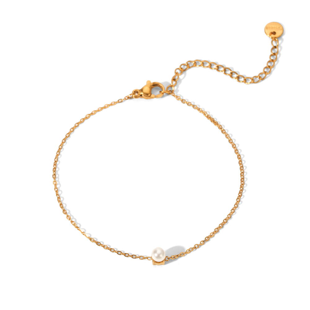 Ensemble De Bracelets Daily Chain En Acier Inoxydable Étanche Couleur Or Et Perles