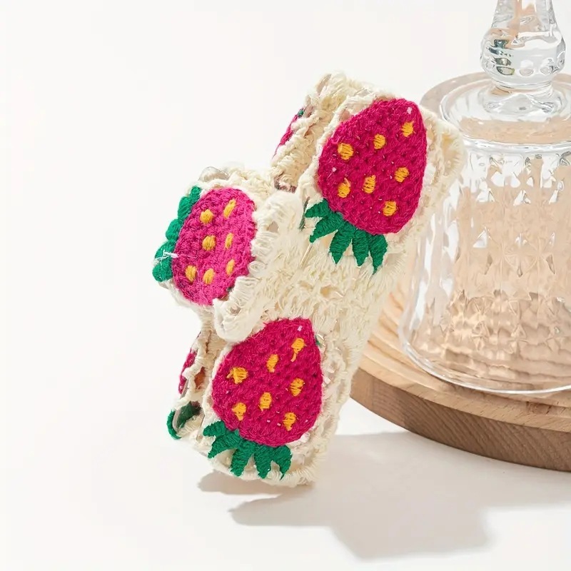 Pinces À Cheveux Pour Femmes En Tissu À Motif Floral Fraise Multicolore, Collection Romantique Image3