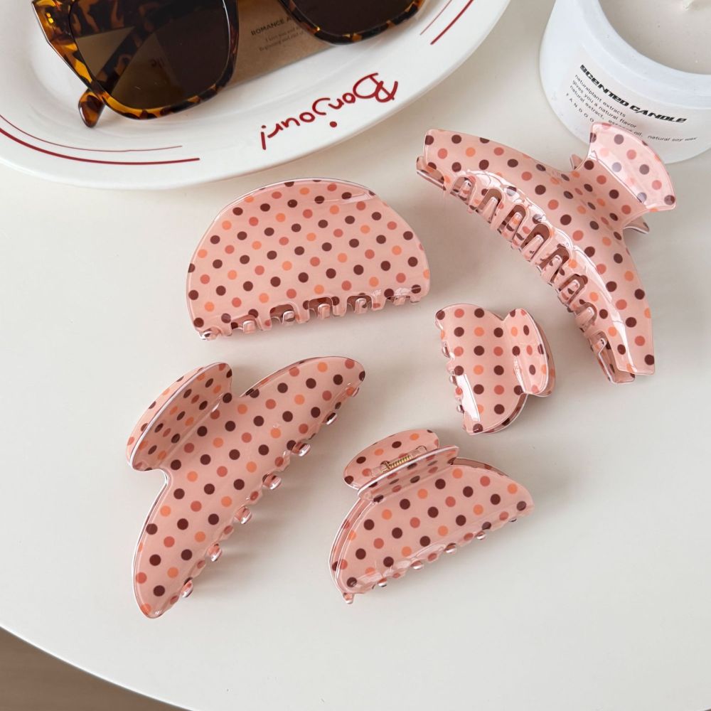 Pinces À Cheveux Pour Femmes En Pvc À Pois Mignons, Collection Simple Series Image2
