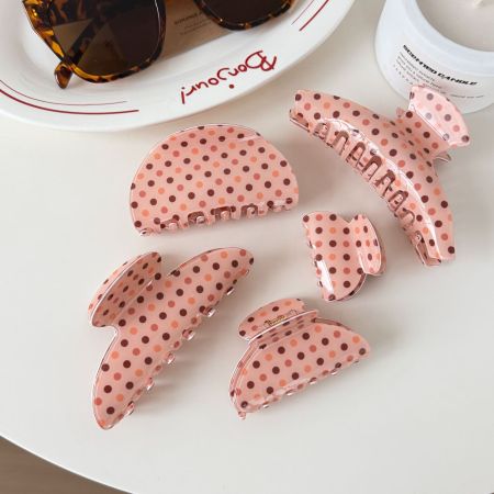 Pinces à cheveux pour femmes en PVC à pois mignons, collection Simple Series 2
