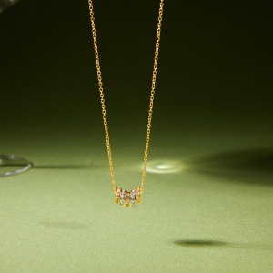 Colliers Pendentifs Pour Femmes En Acier Inoxydable, Couleur Or, Avec Zircon Et Forme Un Cercle Simple h5 Image3