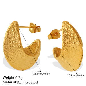 Boucles D'Oreilles Puces Pour Femmes En Acier Inoxydable, Forme Lune, Couleur Or, Étanches h5 