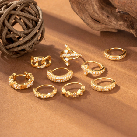 Piercing de nez pour femme, motif floral simple, croix, étoile, rectangle, papillon, couleur cuivre doré et zircon.